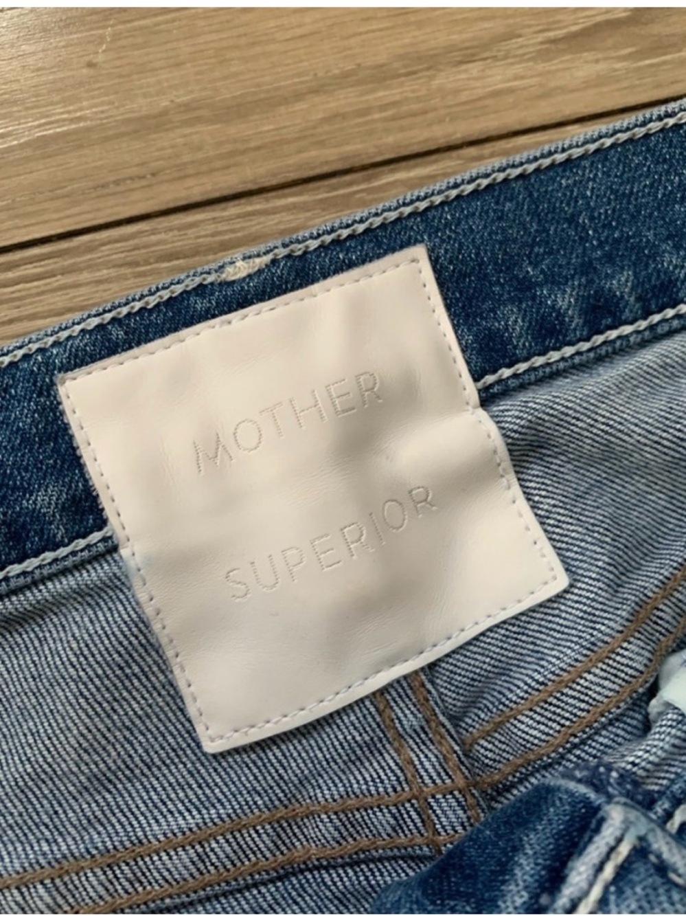 MOTHER Straight Leg Jeans in Medium Wash Blue - Picture 5 of 5